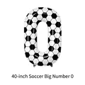 40-inch soccer foil balloon number 0 with classic black and white football pattern print - Large-Black White Soccer Number 0