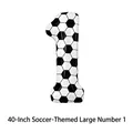 40-inch number 1 foil balloon with black and white soccer pattern for football parties - Large-Black White Soccer Number 1