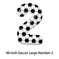 40-inch soccer theme foil balloon shaped as number 2 with black and white hexagon patterns - Large-Black White Soccer Number 2