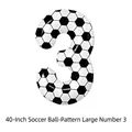 40-inch giant number 3 balloon with black and white soccer ball pattern for sports parties - Large-Black White Soccer Number 3