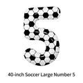 40-inch soccer pattern number 5 foil balloon for football themed birthday parties - Large-Black White Soccer Number 5