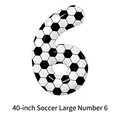 40-inch soccer-themed number 6 foil balloon with classic black and white hexagon patterns - Large-Black White Soccer Number 6
