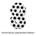 Large 40 inch soccer theme foil balloon number 8 for football party decoration set - Large-Black White Soccer Number 8