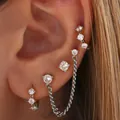 Elegant gold stacked earring set with tassels and sparkling cubic zirconia for women - Jqh0193-194-195-pa-silver-4pcs