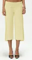Detail view of light yellow wide-leg culottes with soft knit texture and high-waist design - S / Light Yellow