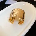 Elegant 18K gold plated wide pleated open cuff bracelet for women, stylish jewelry - Wide Pleated Design Style (42#) / Gold
