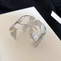 Exquisite silver plated multi-layer butterfly open cuff bracelet with textured wings detail - Multi-layer Butterfly Style (64#) / Silver