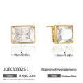 Glänzende rechteckige Zirkonia-Ohrstecker aus hypoallergenem Gold-Edelstahl-Material - Rechteck-Stil (JDE0303325-1)