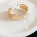 Elegant minimalist gold plated hammered cuff bracelet with an adjustable open design - Hammered Texture Shape (82#) / Gold