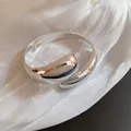 Chunky silver-plated open cuff bracelet with a smooth and polished metallic finish - Multi-layer Crossover Style (33#) / Silver