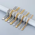 Classic Cuban link bracelets in gold and silver finishes with secure flip-cover buckles - Width 15mm, Length 21cm / Gold