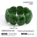 Detail view of a green marbled acrylic bracelet with measurements and material specs. - Green Smudged Wide Style (JDB0103314-GN)
