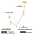 Detailed view of the gold stainless steel tassel ear cuff with dimensions and weight - Flower Butterfly Tassel Ear Clip Style (JDE0212216) / 1 Piece