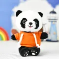 Cute panda plush toy wearing an orange hoodie, ideal for gifts and collections. - Bead Chain Pendant / 15cm Height / Orange Striped Sweatshirt