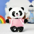Adorable stuffed panda plush toy wearing a soft pink miniature hoodie decoration - Bead Chain Pendant / 15cm Height / Pink Sweatshirt