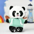 Adorable panda plush toy wearing a mint green hoodie soft stuffed animal gift idea - Bead Chain Pendant / 15cm Height / Green Sweatshirt