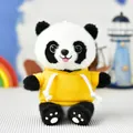 Adorable stuffed panda plush toy wearing a vibrant yellow hoodie sweatshirt variant - Bead Chain Pendant / 15cm Height / Yellow