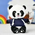 Adorable panda plush toy wearing a navy blue hoodie, soft sitting panda SKU model - Bead Chain Pendant / 15cm Height / Navy Hoodie