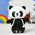 Adorable stuffed panda toy wearing a miniature black hoodie, soft plush animal collectible - Bead Chain Pendant / 15cm Height / Black Hoodie