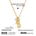 Macro detail of 18k gold plated stainless steel necklace with teardrop crystal pendant - Rhinestone Water Drop Pendant Style (JDN0203320) / 1 Piece