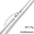 Silberne Edelstahl-Schlangenkette für Damen und Herren, 4 mm Breite, 17 g Gewicht - Runde Schlangenkette (KN298015-Z)