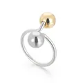 Minimalist stainless steel open ring design featuring two-tone gold and silver polished spheres. - Size 8 / Gold Silver Double Bead Open Style (KR106013-Z)