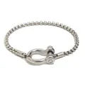 Elegante bracciale in acciaio inossidabile con grande chiusura a grillo e catena - Bracciale con Fibbia a Ferro di Cavallo (B0822_Silver) / Argento