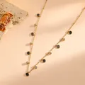L210 Gold Black Shell Disc Necklace