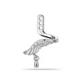 Silver angel wing earring accessory with waterdrop pendant for DIY jewelry making. - Left Wing (配件061) / Single Piece / Silver