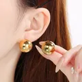 Grandes boucles d'oreilles boules dorées élégantes en acier inoxydable pour femmes. - Boucles d'oreilles 18mm (KE114942-KFC) / Or