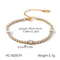 Detailed view of titanium steel zircon bracelet showing dimensions and 5.7g weight info - Oval Style (HC-B20579) / Gold