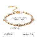 Gold-plated titanium steel zircon bracelet with pear-shaped stones and size info - Pear Style (HC-B20581) / Gold