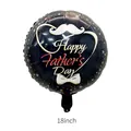18 inch round black Happy Father's Day foil balloon with golden bow and mustache - 18 Inch Father's Day Bow Tie English Round