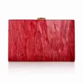 Elegant red marble acrylic clutch bag with gold clasp and polished mirror reflection - Pearl Red