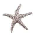 Broche de estrella de mar plateado brillante con pavé de cristales para mujer - Blanco