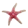 Elegante broche de estrella de mar con cristales degradados rosas y baño de oro - Rojo