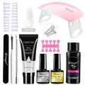 Pink UV LED nail lamp and poly nail gel extension kit with complete professional tools - ZH161-PGP005-15ML