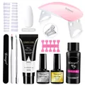 LIMEGIRL Poly Nail Gel Kit with Pink UV LED Lamp and White Extension Gel Set - White Poly Gel Set with Lamp (ZH161-PGP002-15ML)