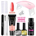 Poly Nail Gel Kit with pink mini UV LED lamp, nude gel, and professional manicure tools - ZH161-PGP007-15ML