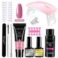 Pink poly nail gel kit with mini UV lamp, extension gel, base top coat and manicure tools - ZH161-PGP003-15ML