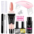 Poly gel nail extension kit with pink mini UV LED lamp and clear coffee builder gel set - ZH161-PGP012-15ML