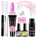 Rose Pink poly nail gel kit with mini UV LED lamp and professional manicure tools - ZH161-PGP008-15ML