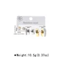 Three-pair set of stainless steel earrings featuring crystal studs and polished hoops - Smooth Hoop and Stud Set (ZE1142) / Gold and Silver Mixed