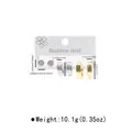Detailed view of three pairs of stainless steel earrings with size measurements on white card - Wave Texture Hoop and Zircon Stud Set (ZE1144) / Gold and Silver Mixed