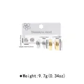Detail showing assorted stainless steel stud and hoop earrings set on a white card - Matte Hoop and Rhinestone Stud Set (ZE1146) / Gold and Silver Mixed