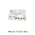 Detailed view of stainless steel earring set dimensions and weights for three pair pack - Polished Hoop and Stud Set (ZE1149) / Gold and Silver Mixed