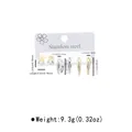 Detailed view of stainless steel earring set dimensions and weight on display card - Stud and Small Hoop Set (ZE1136) / Gold and Silver Mixed