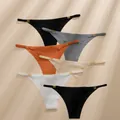 Seamless ice silk thong 6-pack with thin side straps and gold ring details - S / Multicolor Combo