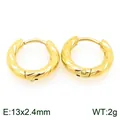 Golden textured stainless steel hoop earrings, 13x2.4mm diameter and 2g in weight. - Rhombic Silver Fragment Hoop (KE120746-GC) / 13x2.4mm / Gold