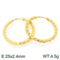 Eleganti orecchini a cerchio in acciaio inossidabile dorato con motivo a rombi, 25 mm, 4,5 g - Cerchio con Frammenti d'Argento a Rombi (KE120754-GC)